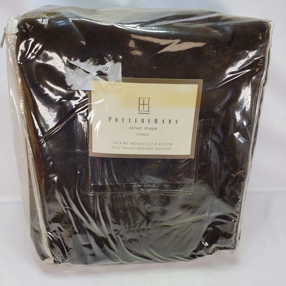 Pottery‎ Barn Velvet Drape Espresso 50x84 Pole Pocket Lined Window Curtain NEW
